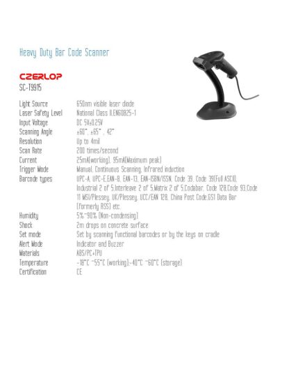 Handy Barcode Scanner | CZERLOP SC-9914/ SCT-9915 - Image 4