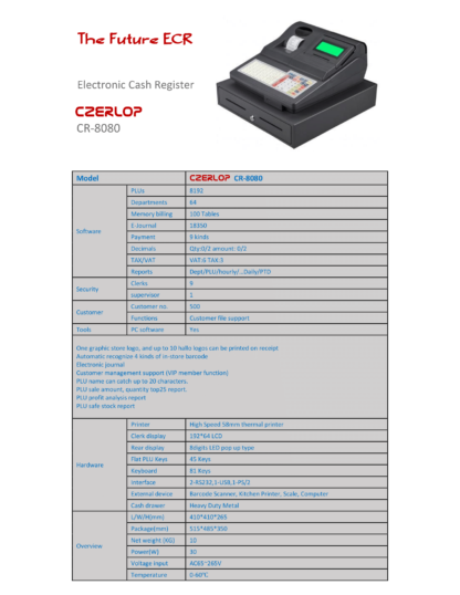 Cash Register | CZERLOP CR-8080 - Image 2