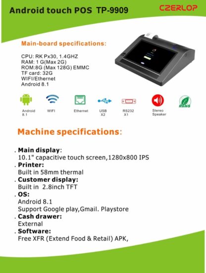 Touch Cash Register Android | CZERLOP TP-9909 - Image 2